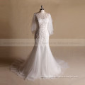 Gorgeous Mermaid Cap Sleeve Bottom Tulle Applique Lace Wedding Gown With Chapel Train